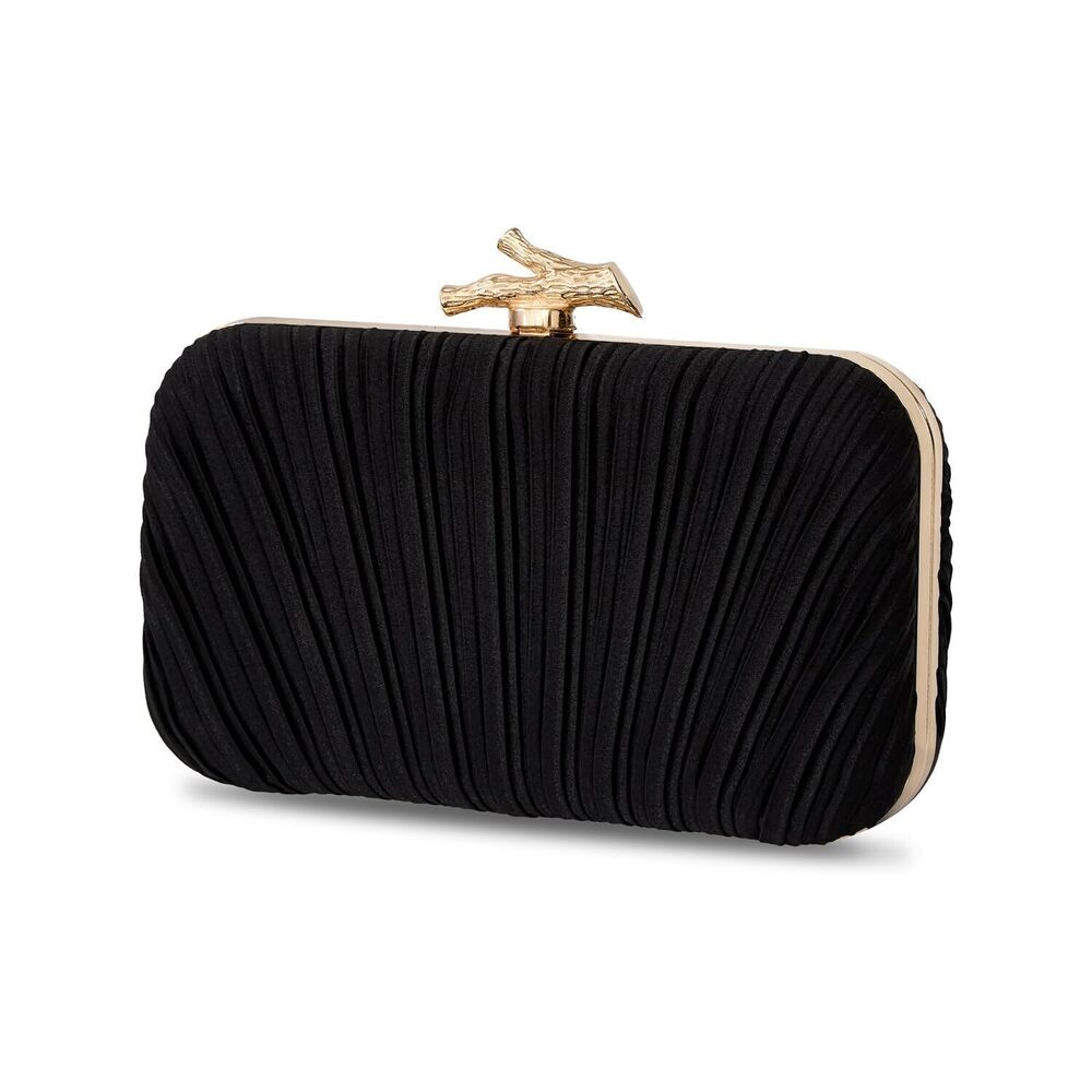 1046 Elegant Clutch Purses Satin Pleated Evening Structured Handbag - Picture 7 of 8
